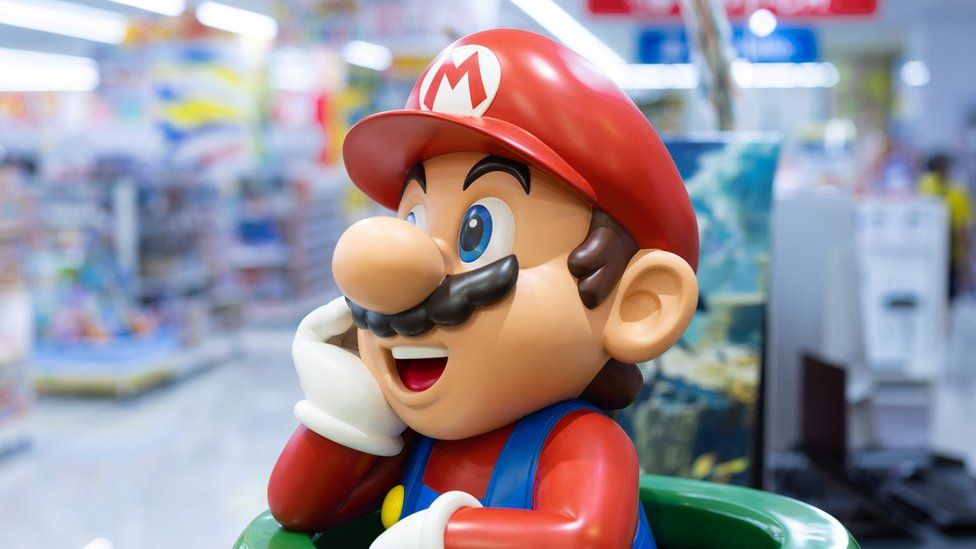 A model of Super Mario in a toy store