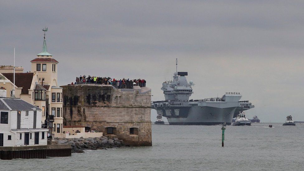 HMS Prince of Wales entering Portsmouth