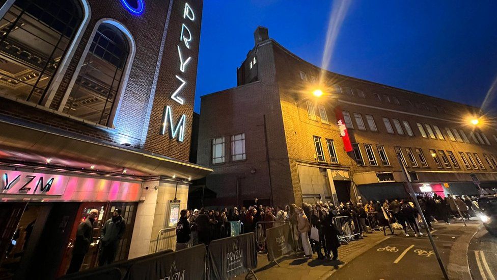 The queue to see Louis Tomlinson at Pryzm in London
