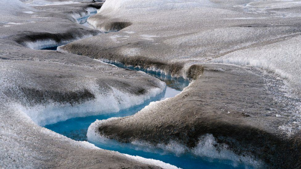 Landscape of the Greenland ice sheet near Kangerlussuaq, Greenland