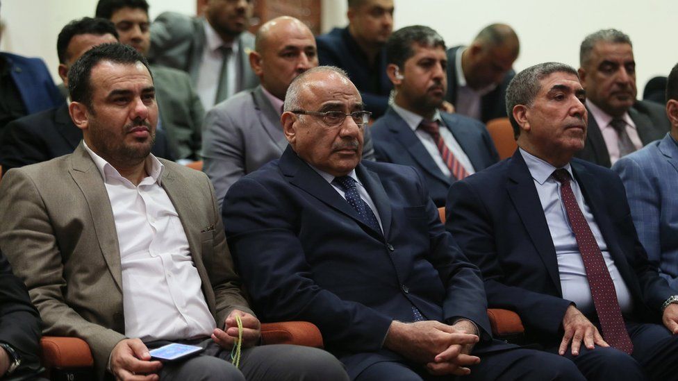 Adel Abdul Mahdi sits in the Iraqi parliament in Baghdad on 2 October 2018