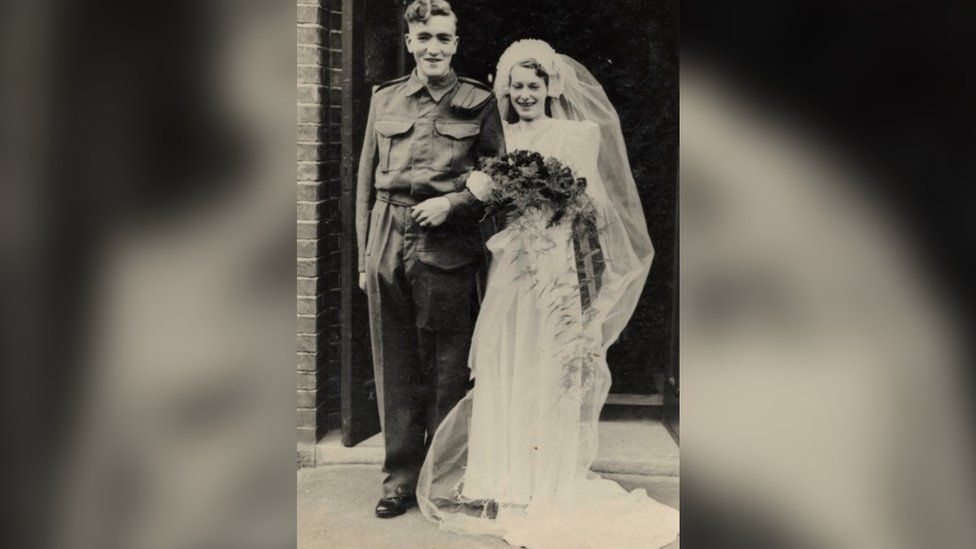 Guardsman David Blyth and his wife Mary on their wedding day
