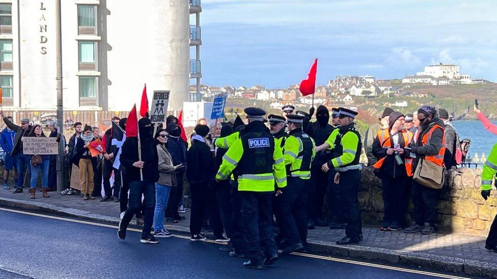 Protesters in Newquay