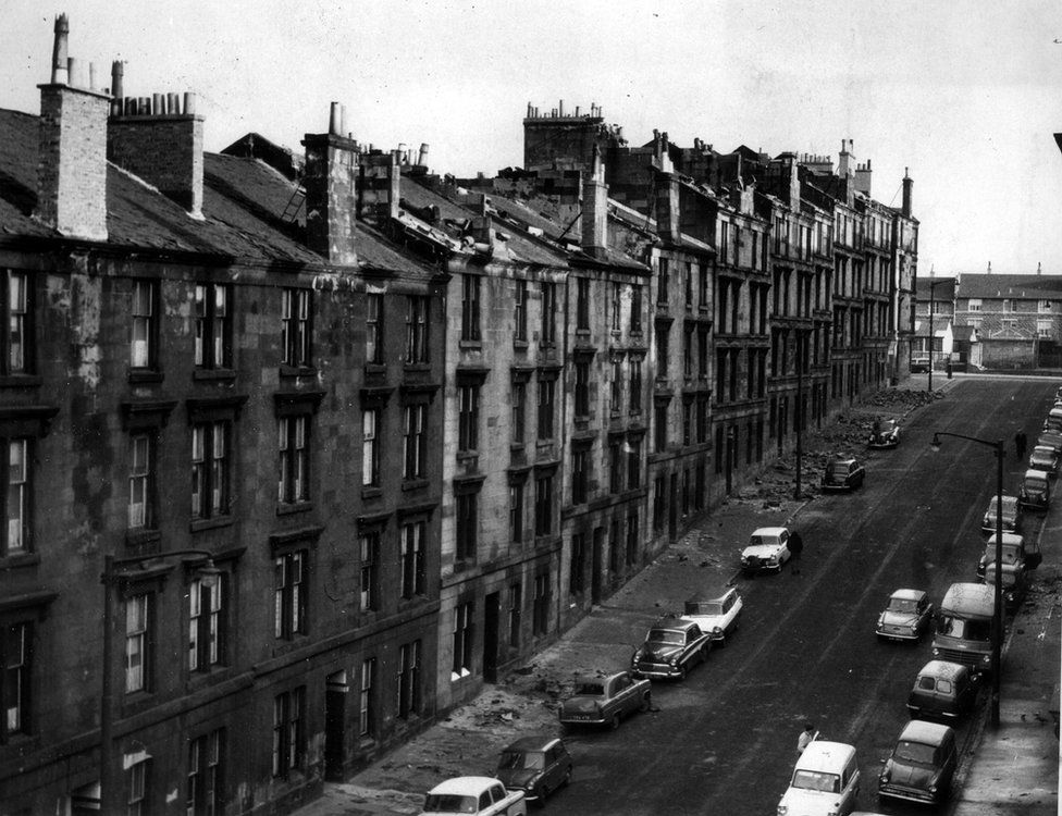 Damage to the roofs in Preston St, Govanhill, Glasgow.