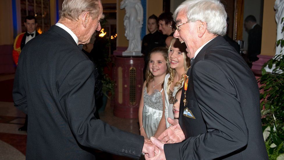 Prince Philip with Frank Carson Royal Variety Show Blackpool 2009