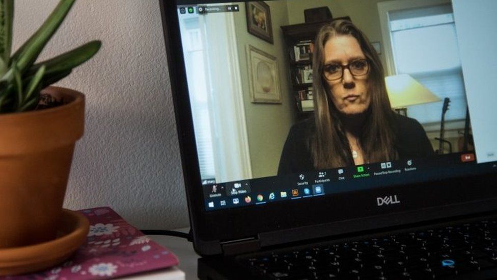 Mary Trump talks during a video call. Photo: August 2020