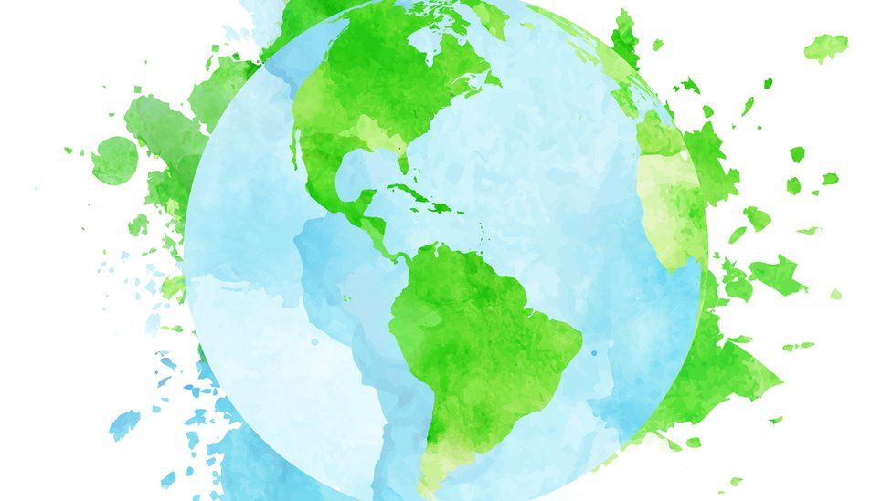 Ilustração mostra o planeta, com destaque para porções verdes