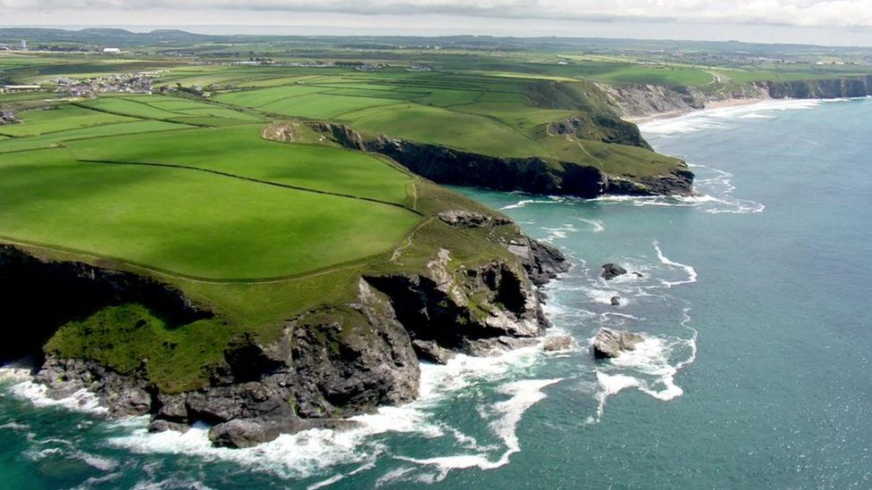 Aerial view of Cornish coastline