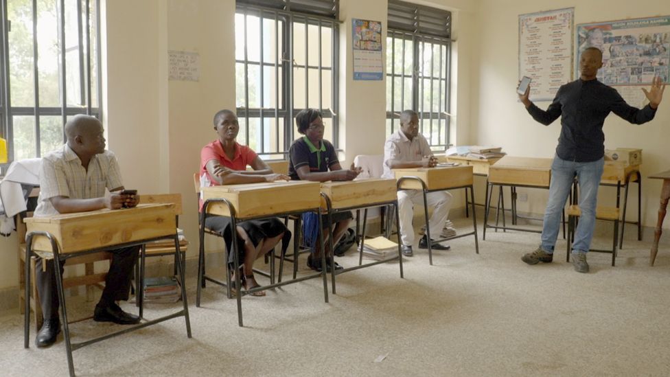 Beacon teacher Robert Omwa holding a workshop for teachers in Kenya