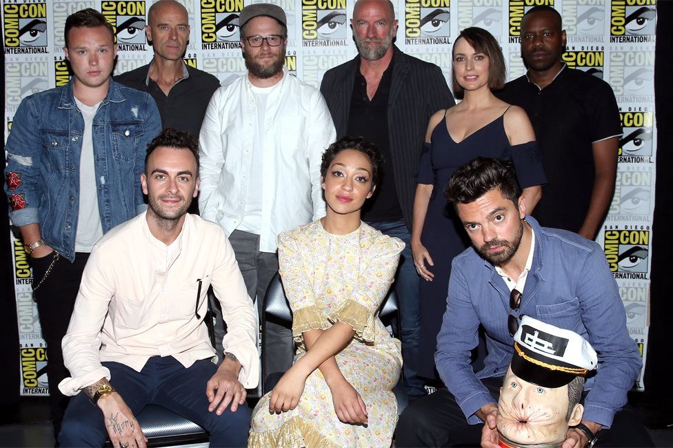 Cast of Preacher with Seth Rogen