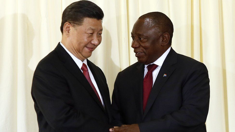 Chinese President Xi Jinping and South African President Cyril Ramaphosa