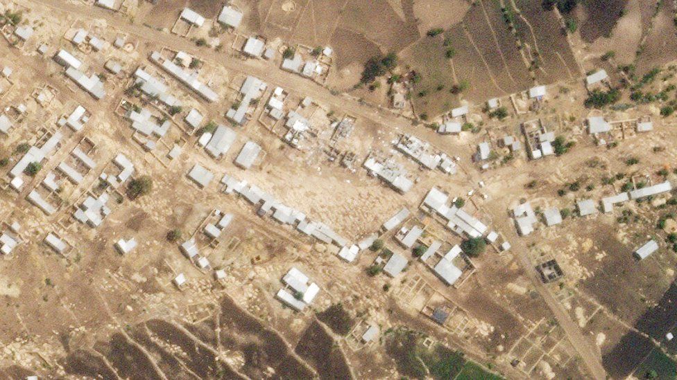 Satellite imagery showing the destruction at the Togoga market in Tigray