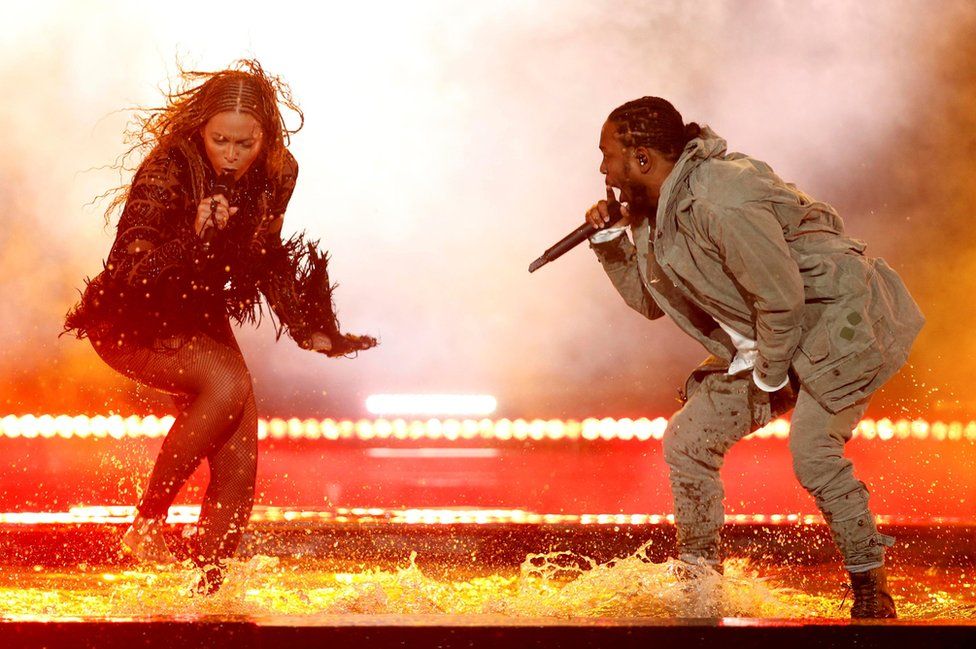 Beyonce performs her song Freedom with Kendrick Lamar at the Black Entertainment Television (BET) Awards in Los Angeles