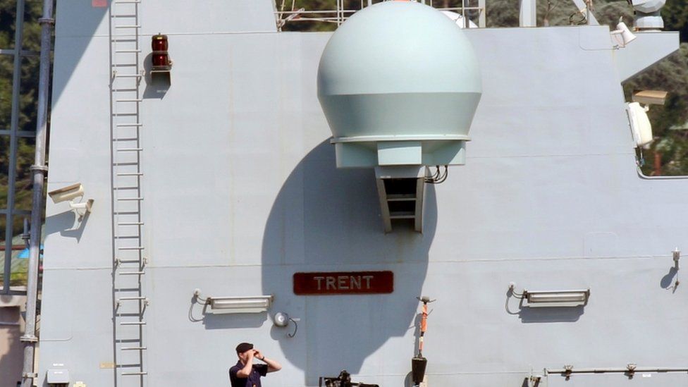 Satellite receiver on a ship
