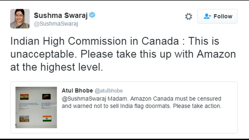 Tweet from Sushma Swaraj