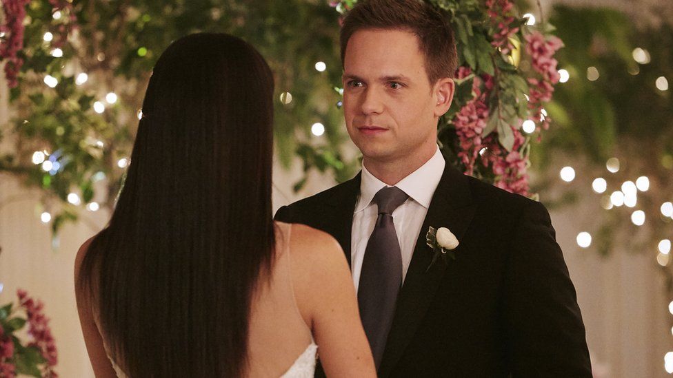 Meghan Markle and Patrick J Adams in Suits