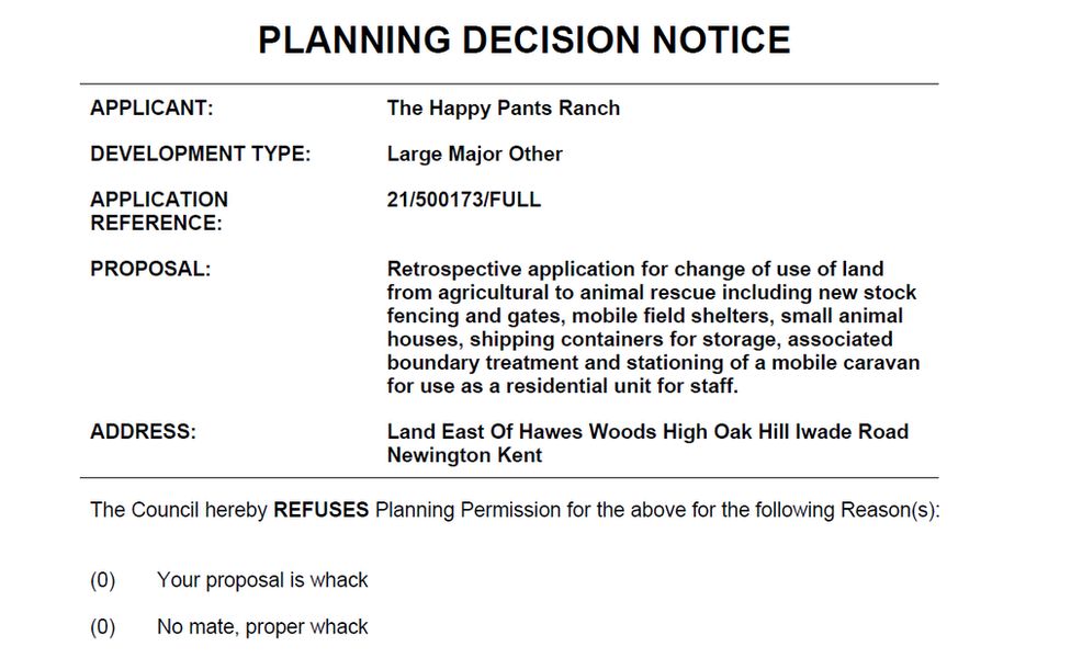 The notice from Swale Borough Council regarding Happy Pants