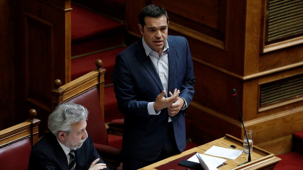 Prime Minister Alexis Tsipras speaks in the Greek Parliament on Monday 9 October 2017