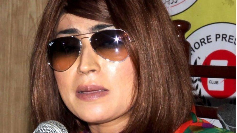 In this photograph taken on June 28, 2016, Pakistani social media celebrity Qandeel Baloch speaks during a press conference in Lahore.