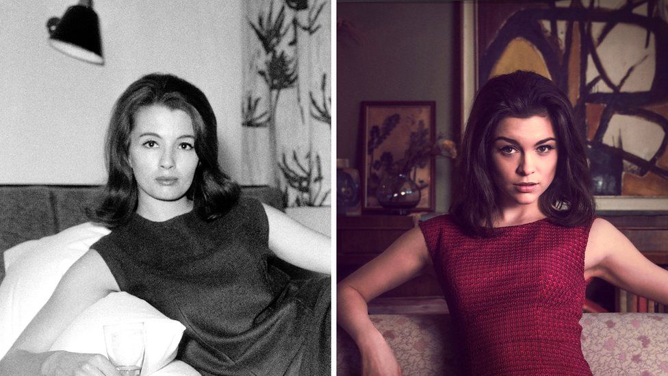 Christine Keeler, 1963, (left) and actress Sophie Cookson