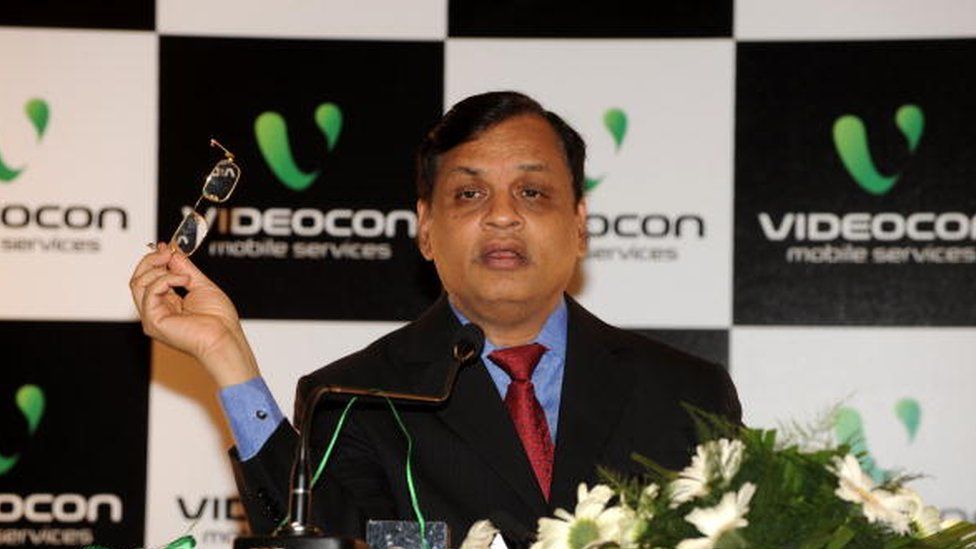 Dhoot during the launch of the Videocon GSM Mobile Service in Ahmedabad in April 2010