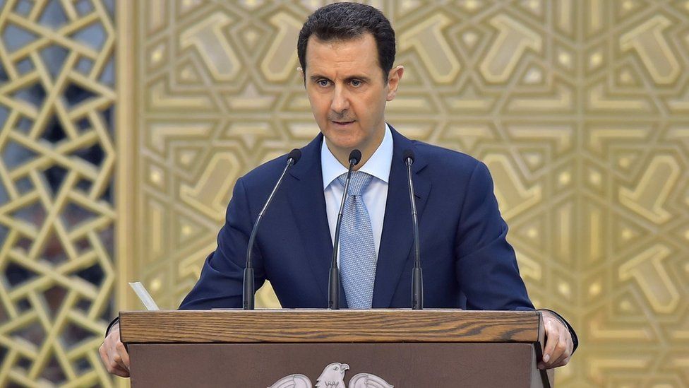 Bashar al-Assad delivers a speech in Damascus, Syria (26 July 2015)