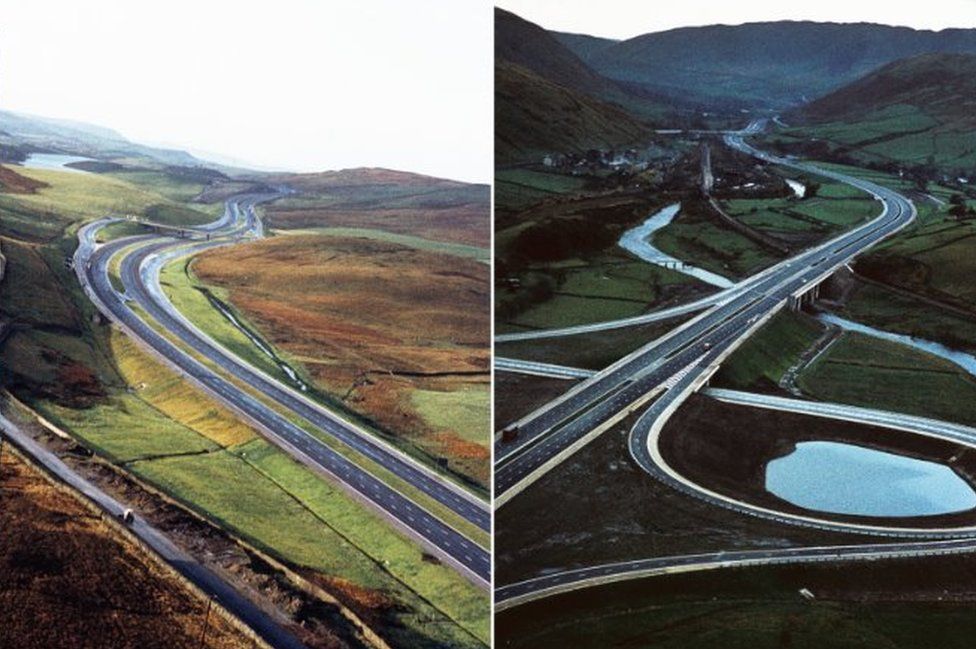 Aerial views of M6 in Cumbria