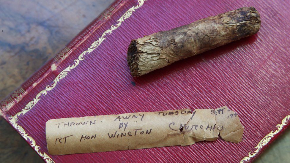 A cigar butt discarded by Sir Winston Churchill