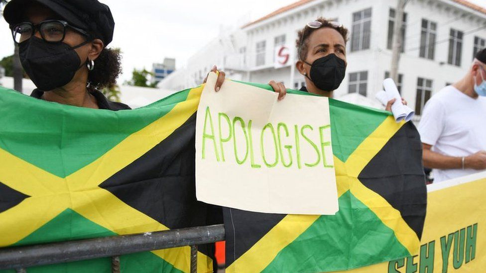 Protest in Jamaica over slavery apology, March 2022