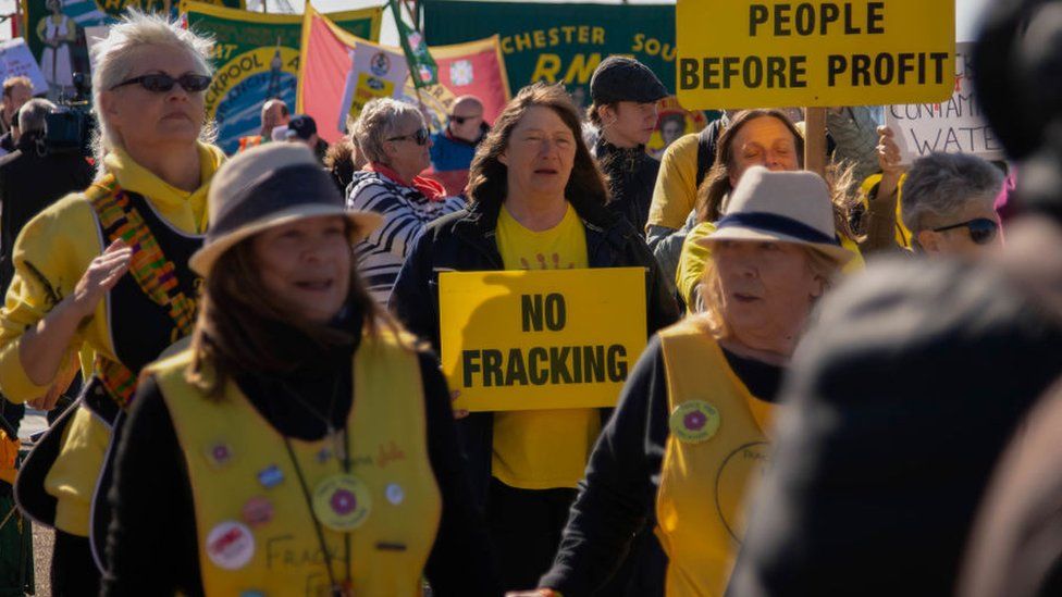 Anti-fracking protesters in March 2019