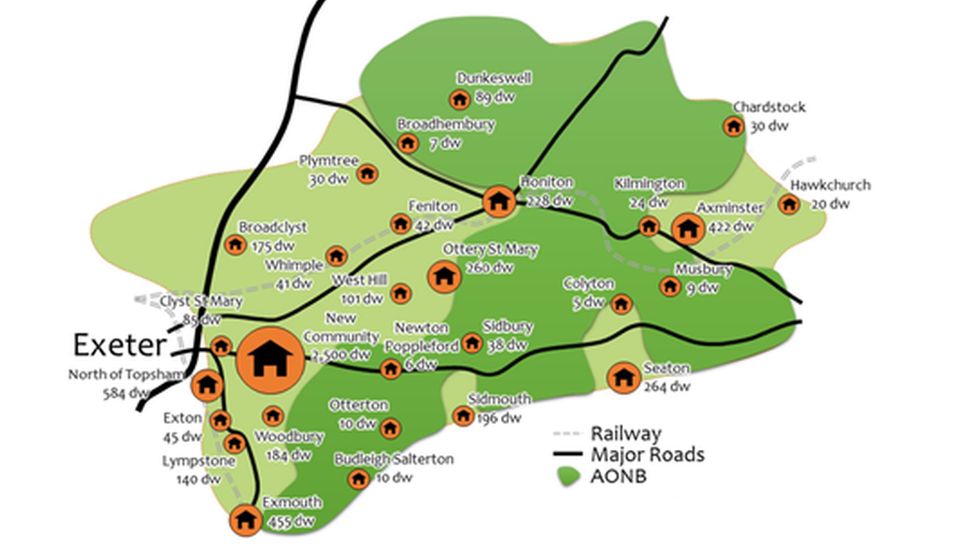 Map Of East Devon New Town And Hundreds Of Homes In East Devon Plan - Bbc News