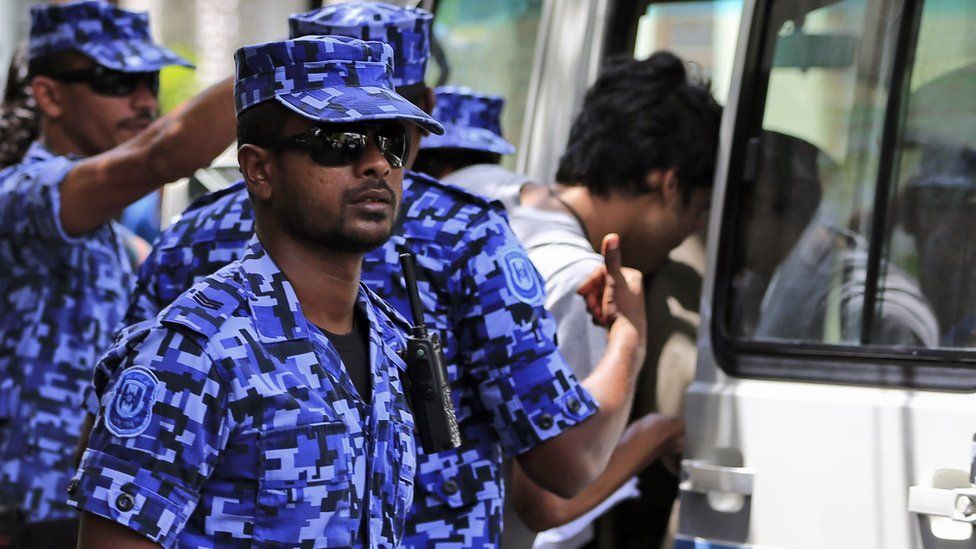 Maldives Police Raid Tv Station Over Threatening Video Bbc News