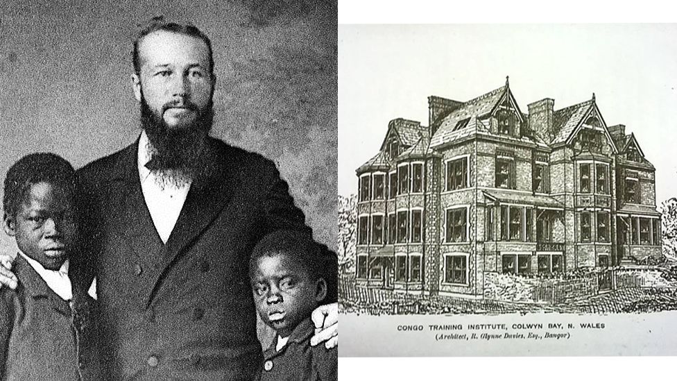 The Reverend Hughes with Nkansa (left) and Kinkasa (right); an illustration of the Institute in its heyday