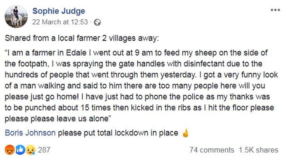 Sophie Judge's Facebook message