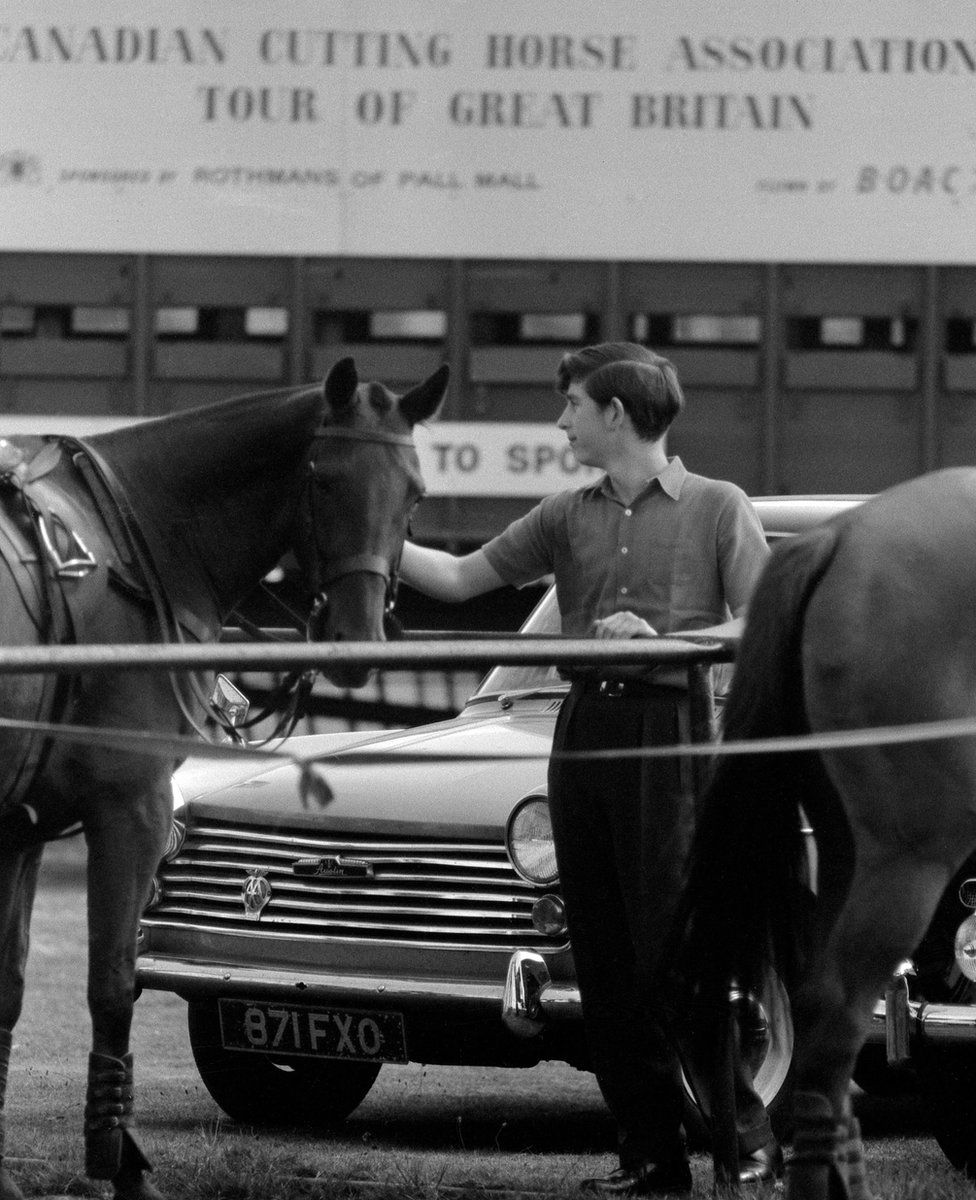 Prince Charles with one of the polo ponies at Smith's Lawn, Windsor Great Park