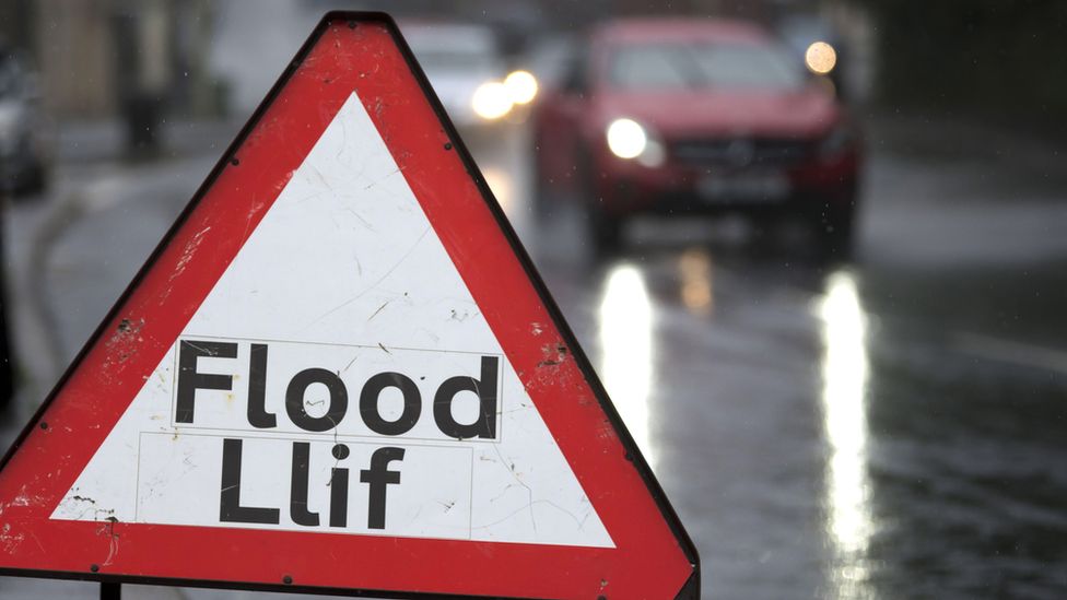 A flood warning in Wales