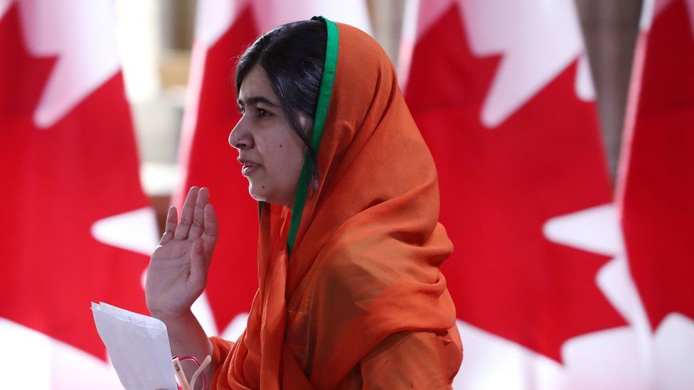 Pakistani Nobel Peace Laureate Malala Yousafzai leaves Parliament hill after receiving an honorary Canadian citizenship in Ottawa, Ontario, April 12, 2017
