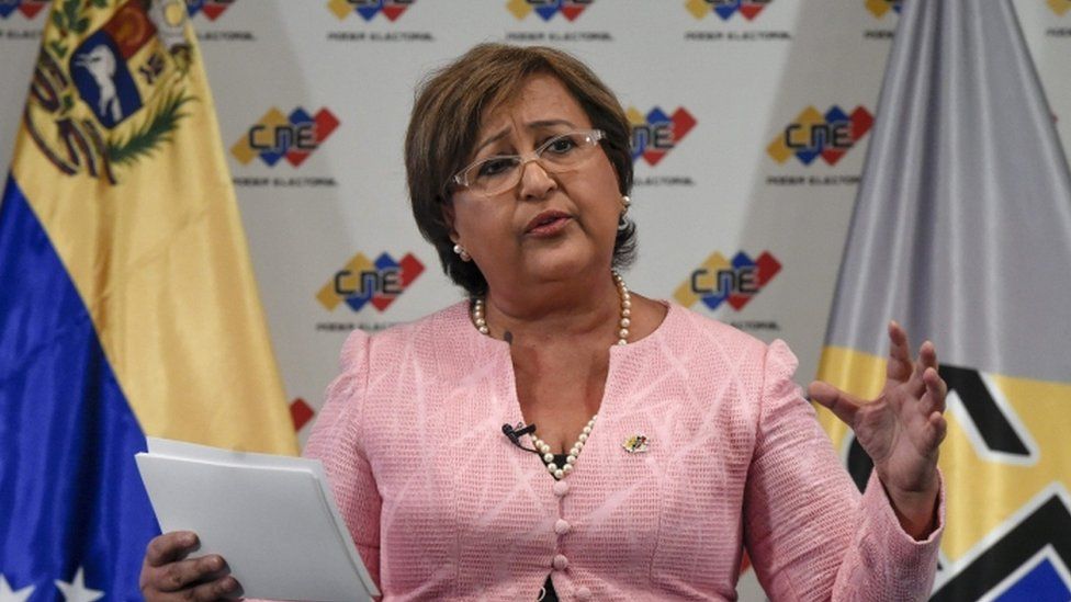 The head of Venezuela"s National Electoral Council(CNE), Tibisay Lucena, Caracas on August 9, 2016.