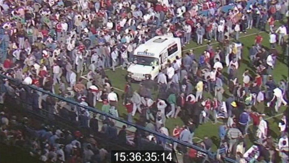 Ambulance drives onto pitch at Hillsborough
