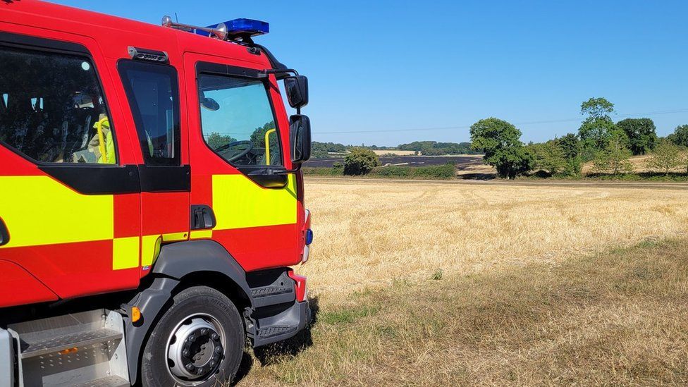 A field fire in Rattlesden, Suffolk
