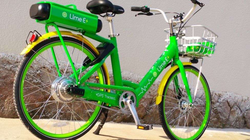 A Lime, electric bicycle.
