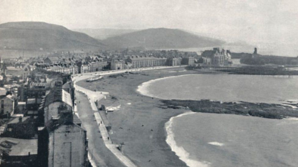 A view of Aberystwyth, including the university, from 1895