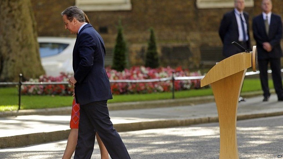 David Cameron and his wife Samantha as they leave Downing Street for the last time