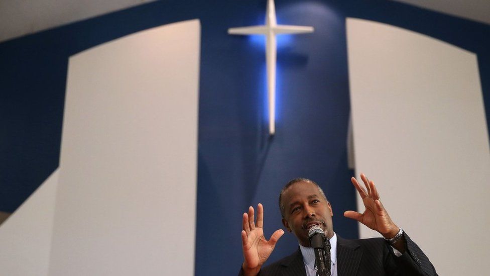 Republican Presidential Candidate Ben Carson Speaks At Sunday Church Service In Iowa