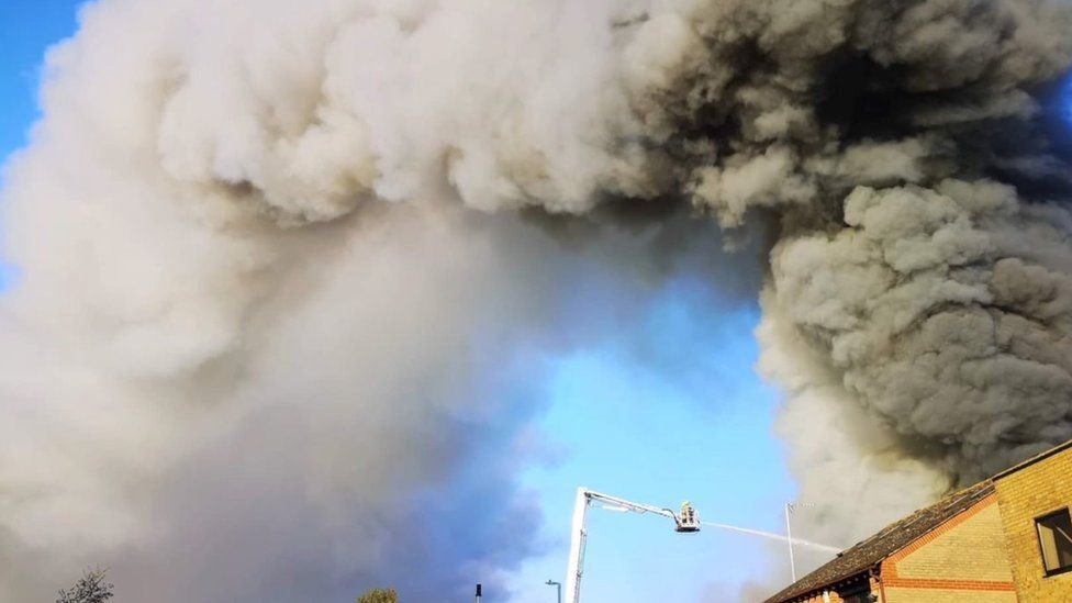 Smoke from fire in River Way in Harlow