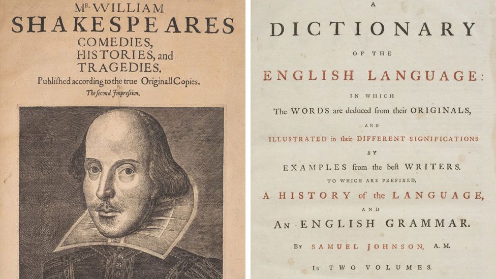 Shakespeare Second Folio and Samuel Johnson dictionary