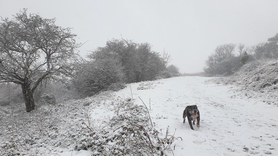 A snowy scene in Dover in Kent