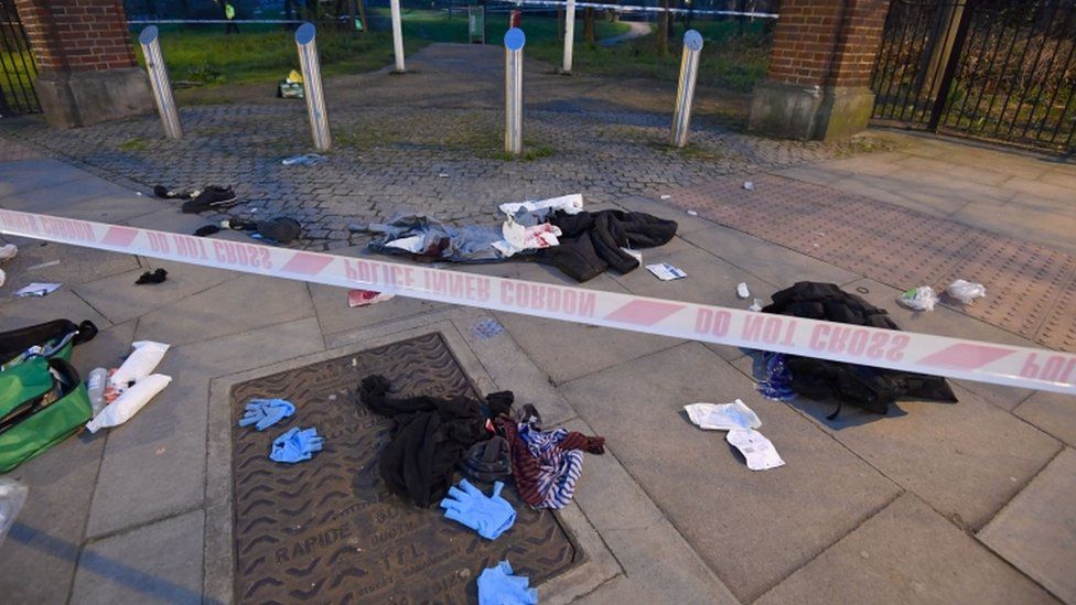 Scene where three teenagers were stabbed in Mile End