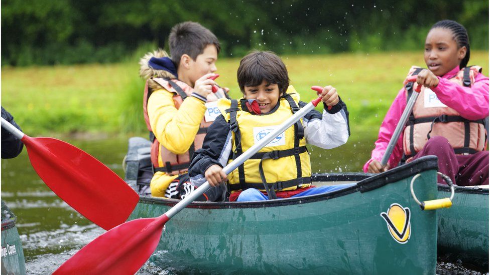 Children canoeing
