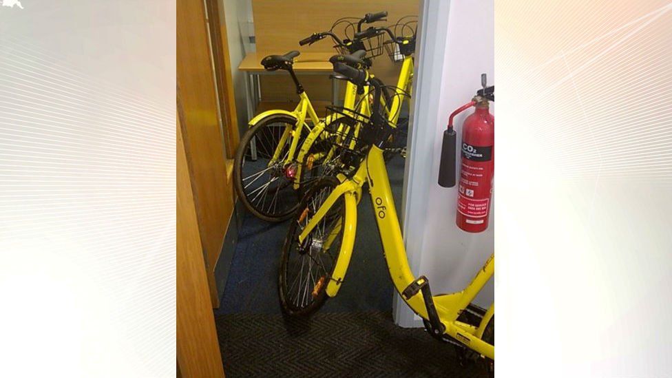 Ofo bikes collected by South Yorkshire Police